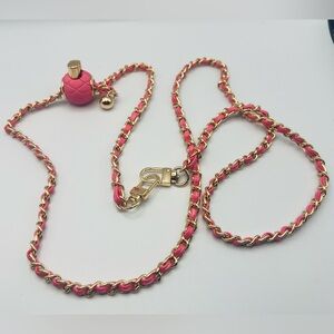 Pink Gold-Chain Womenβs Adjustable Braided Quilt Look Chain. For WOC or Clutch